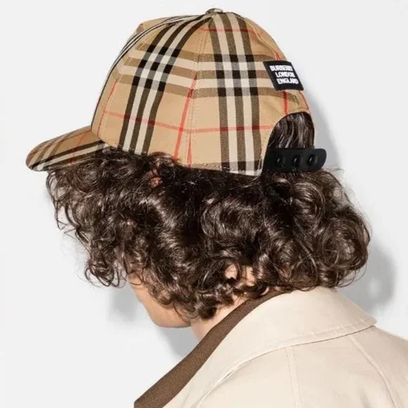 Burberry Check Pattern Baseball Cap - NWT BURBERRY BLUE Wool Blend Knight Ip ChecK Baseball Cap Size L  main image 4